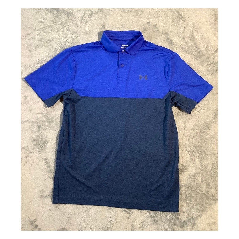 Under‎ Armour Men's Performance Polo Shirt Blue Colorblock Size M